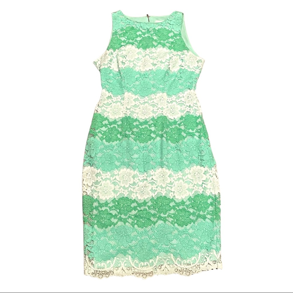 New York & Company Green Lace Sheath Dress Size 8
